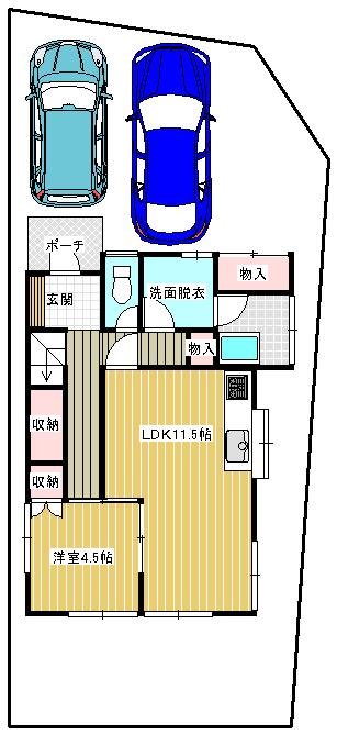 Floor plan. 16 million yen, 4LDK + S (storeroom), Land area 118.61 sq m , Building area 96.46 sq m 1 floor Floor plan view