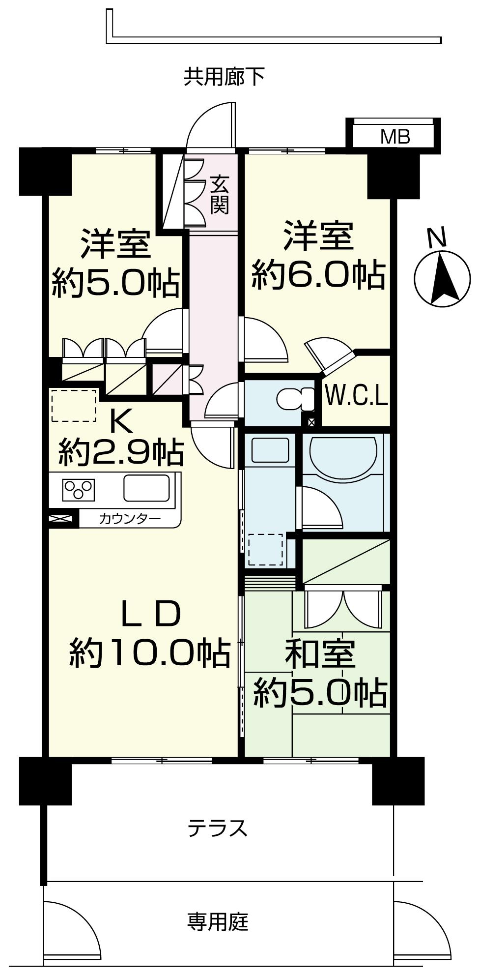 Floor plan. 3LDK, Price 16.8 million yen, Footprint 63 sq m