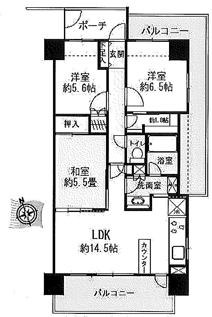 Floor plan. 3LDK, Price 21,800,000 yen, Occupied area 72.73 sq m , Balcony area 26.39 sq m floor plan