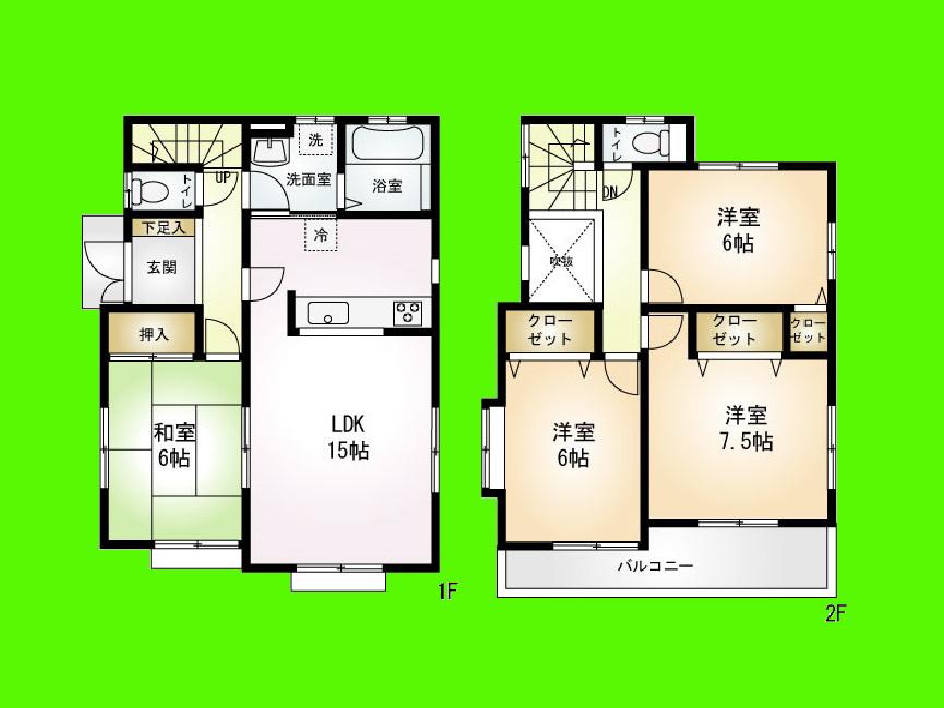 Floor plan. Price 25,800,000 yen, 4LDK, Land area 136.55 sq m , Building area 96.05 sq m