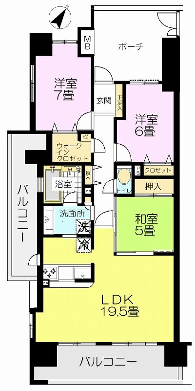 Floor plan. 3LDK, Price 25,900,000 yen, Occupied area 84.68 sq m , Balcony area 23.9 sq m porch area: 14.7 sq m