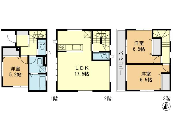 Floor plan. 19,800,000 yen, 3LDK, Land area 59.38 sq m , Building area 89.01 sq m