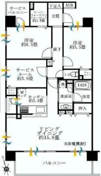 Floor plan. 2LDK+S, Price 30,900,000 yen, Occupied area 80.53 sq m , Balcony area 11.7 sq m