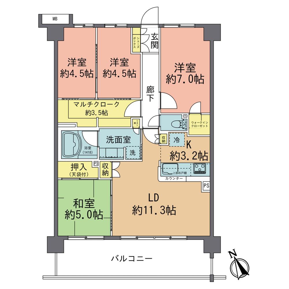 Floor plan. 4LDK, Price 24,800,000 yen, Footprint 81.9 sq m , Balcony area 15.6 sq m