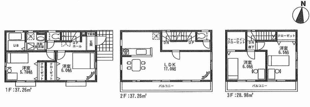 Floor plan. (1 Building), Price 25,800,000 yen, 4LDK, Land area 85.1 sq m , Building area 103.5 sq m