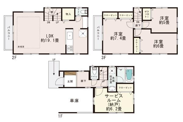 Floor plan. (A Building), Price 29,800,000 yen, 4LDK, Land area 61.23 sq m , Building area 110.97 sq m