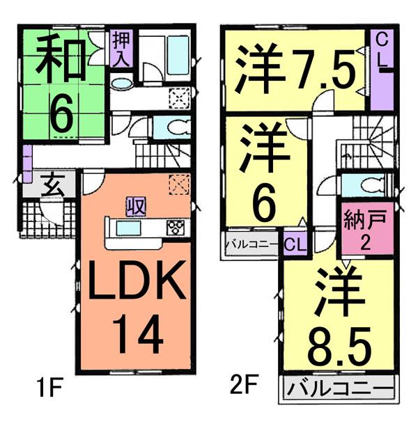 Floor plan. (1 Building), Price 26,800,000 yen, 4LDK+S, Land area 100.05 sq m , Building area 98.01 sq m