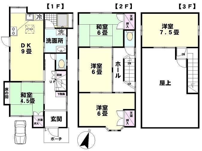Floor plan. 17.5 million yen, 5DK, Land area 68 sq m , Building area 95.8 sq m site (10 May 2011) Shooting