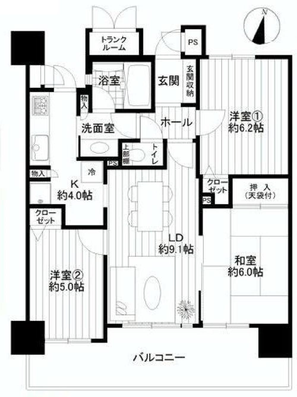 Floor plan. 3LDK, Price 17.8 million yen, Occupied area 65.72 sq m , Balcony area 15.07 sq m