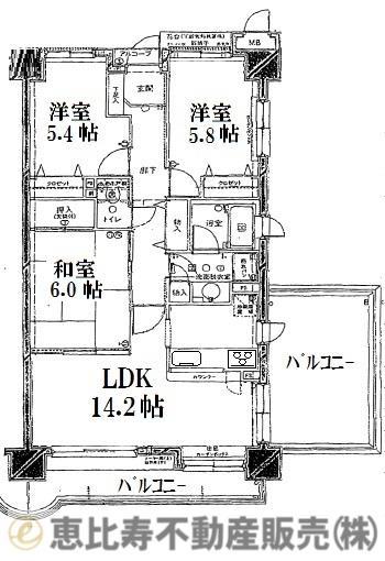 Floor plan. 3LDK, Price 13,900,000 yen, Occupied area 71.53 sq m , Balcony area 13.92 sq m