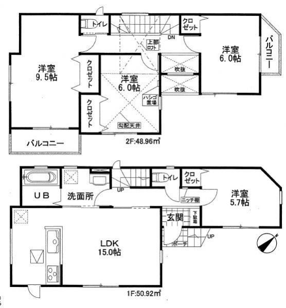 Floor plan. 25,800,000 yen, 4LDK, Land area 102.27 sq m , Building area 99.88 sq m