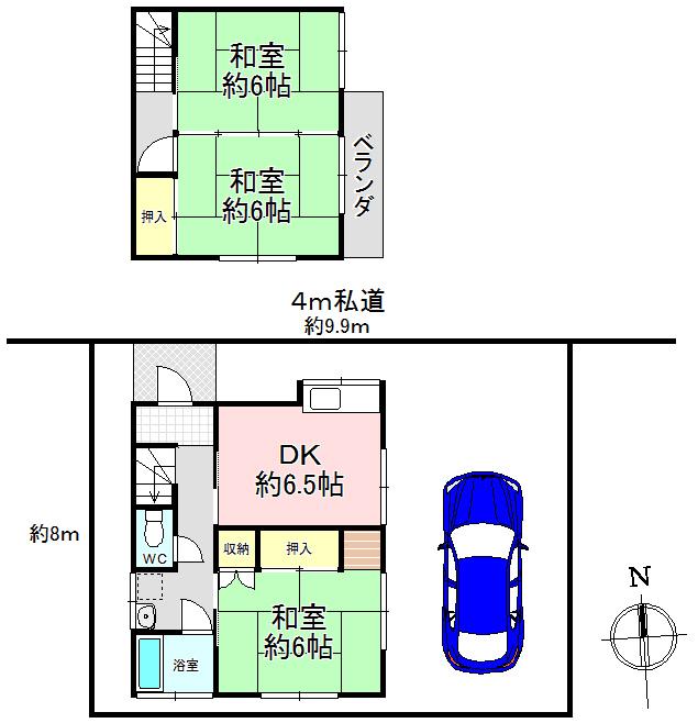 Floor plan. 9.8 million yen, 3DK, Land area 79.44 sq m , Building area 60.43 sq m