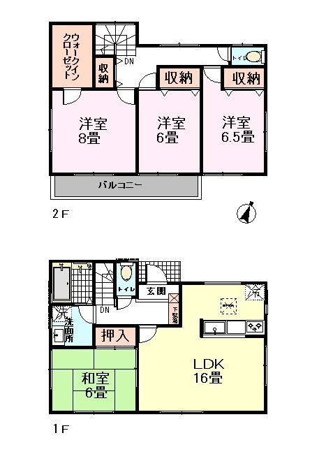 Floor plan. (1 Building), Price 27,800,000 yen, 4LDK, Land area 126.23 sq m , Building area 109.17 sq m