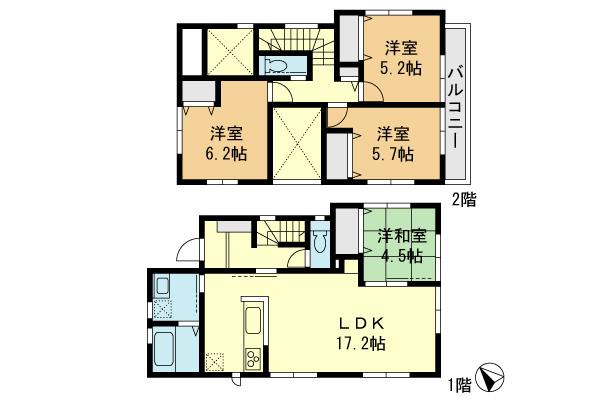 Floor plan. 23.8 million yen, 4LDK, Land area 100.01 sq m , Building area 94.39 sq m