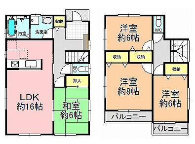 Floor plan. (Building 2), Price 32,800,000 yen, 4LDK, Land area 179 sq m , Building area 102.67 sq m