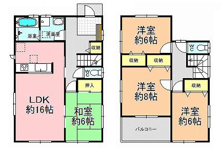 Floor plan. (4 Building), Price 32,800,000 yen, 4LDK, Land area 179 sq m , Building area 104.33 sq m