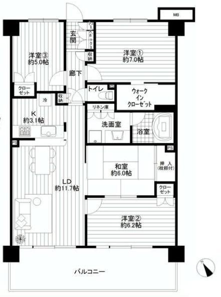 Floor plan. 4LDK, Price 22,900,000 yen, Footprint 81.9 sq m , Balcony area 15.6 sq m