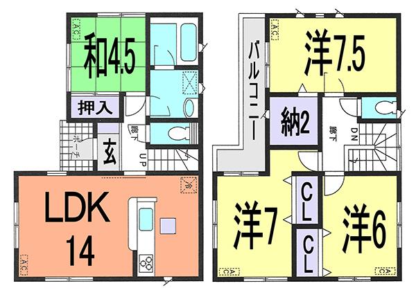 Floor plan. 25,800,000 yen, 4LDK + S (storeroom), Land area 105.45 sq m , Also memories of building area 91.53 sq m family Okeru closed cherish plenty of storage