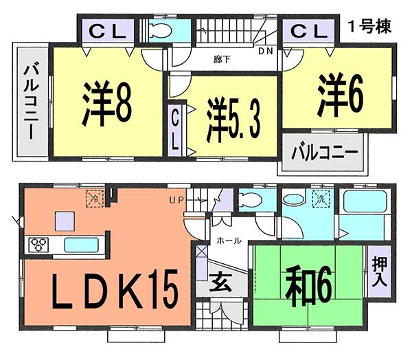 Floor plan. (1 Building), Price 25,800,000 yen, 4LDK, Land area 122 sq m , Building area 95.22 sq m