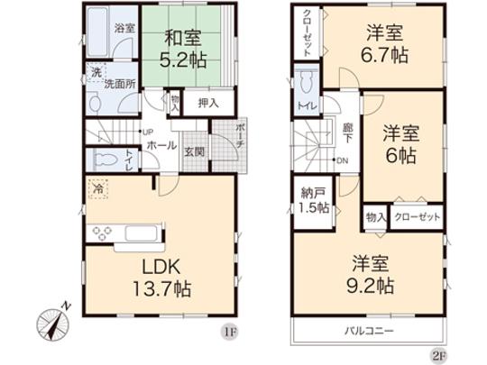 Floor plan. 25,800,000 yen, 4LDK, Land area 102.18 sq m , Building area 95.98 sq m floor plan