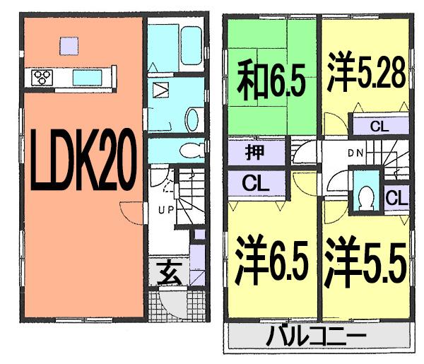 Floor plan. (5 Building), Price 22,800,000 yen, 4LDK, Land area 110.27 sq m , Building area 97.7 sq m