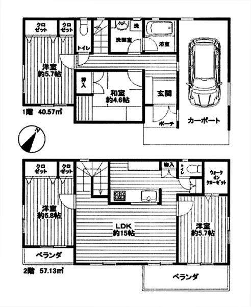 Floor plan. 22,900,000 yen, 4LDK, Land area 100.16 sq m , Building area 97.7 sq m floor plan