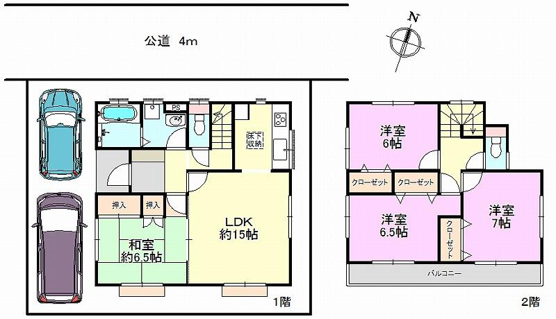 Floor plan. 23.8 million yen, 4LDK, Land area 100.84 sq m , Building area 98.53 sq m built four years, The sewage connection