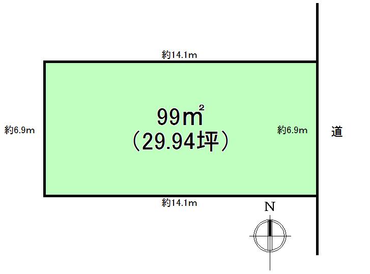 Compartment figure. Land price 10.8 million yen, Land area 99 sq m readjustment land within a shaped land