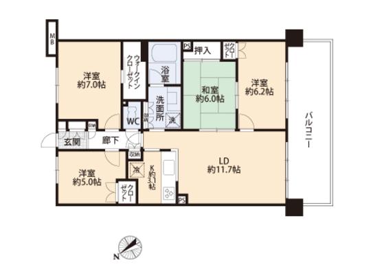 Floor plan. 4LDK, Price 22,900,000 yen, Footprint 81.9 sq m , Balcony area 15.6 sq m floor plan
