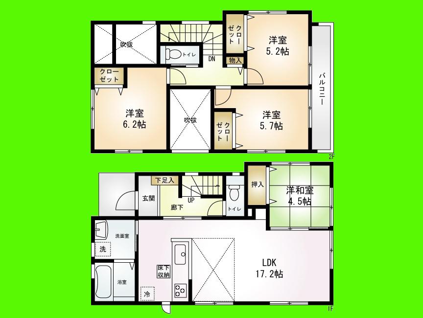Floor plan. 23.8 million yen, 4LDK, Land area 100.01 sq m , Building area 94.39 sq m