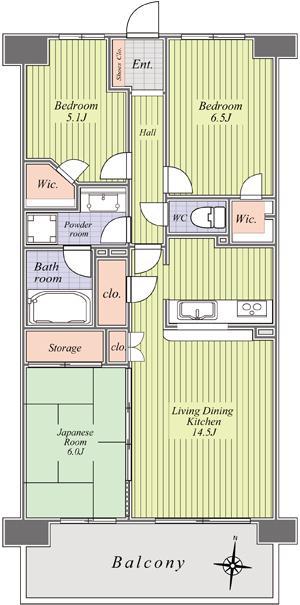 Floor plan. 3LDK, Price 24,900,000 yen, Occupied area 72.57 sq m , Balcony area 12.3 sq m