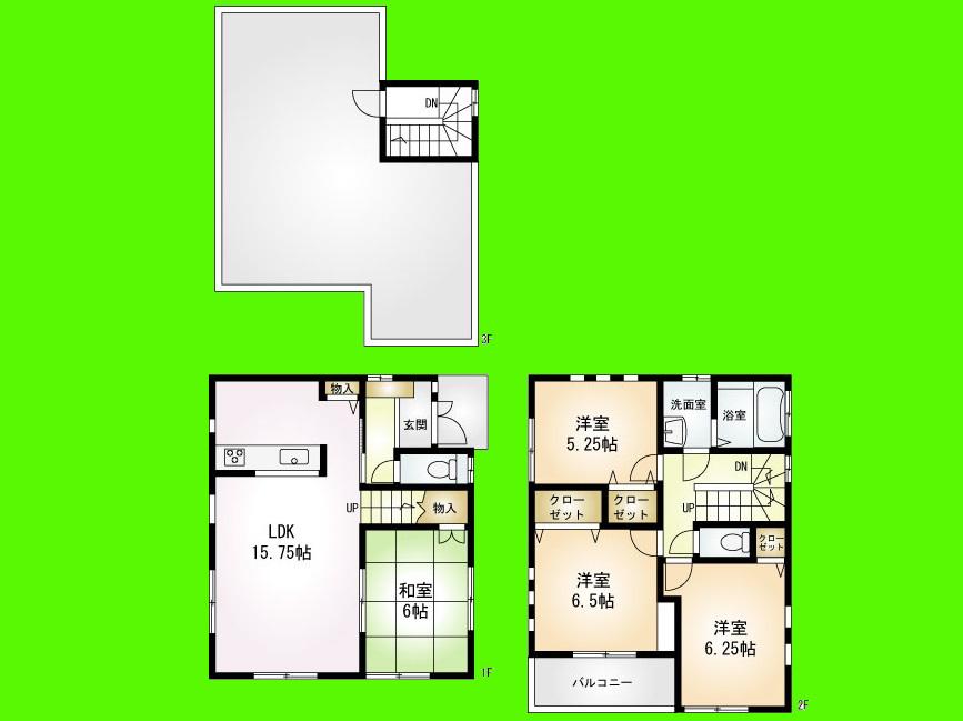 Floor plan. 27,800,000 yen, 4LDK, Land area 88.91 sq m , Since the building area 96.05 sq m of with rooftop, Barbecue You can use it as a course a second living !!