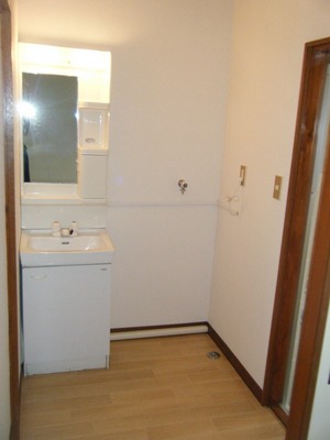 Washroom. Wash basin and a washing machine inside the room! 