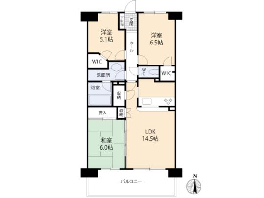 Floor plan. 3LDK, Price 25,900,000 yen, Occupied area 72.57 sq m , Balcony area 12.3 sq m floor plan