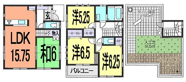 Floor plan. 27,800,000 yen, 4LDK, Land area 88.91 sq m , Building area 96.05 sq m family spacious living room that everyone is comfortable and welcoming