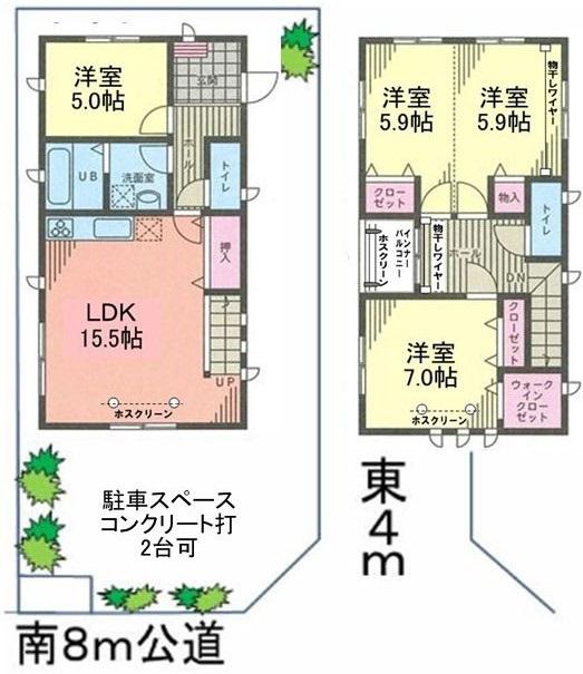 Floor plan. 28.8 million yen, 3LDK, Land area 130.03 sq m , Although building area 96.88 sq m 3LDK, It can be partitioned on the wall in the growth process of the child, You can also change floor plans to 4LDK. 