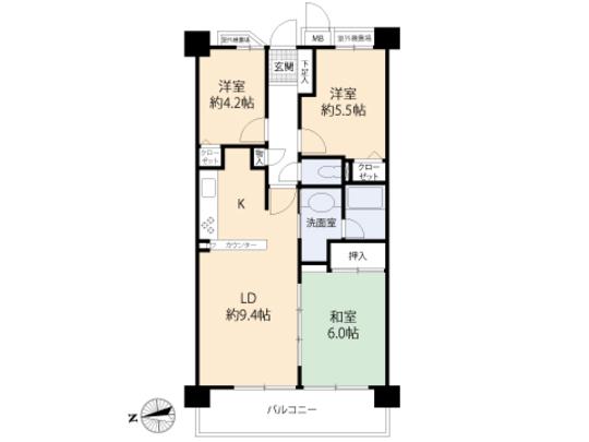 Floor plan. 3LDK, Price 10.8 million yen, Occupied area 61.26 sq m , Balcony area 8.12 sq m floor plan