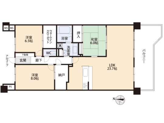 Floor plan. 3LDK, Price 23,980,000 yen, Footprint 100 sq m , Balcony area 9.83 sq m floor plan