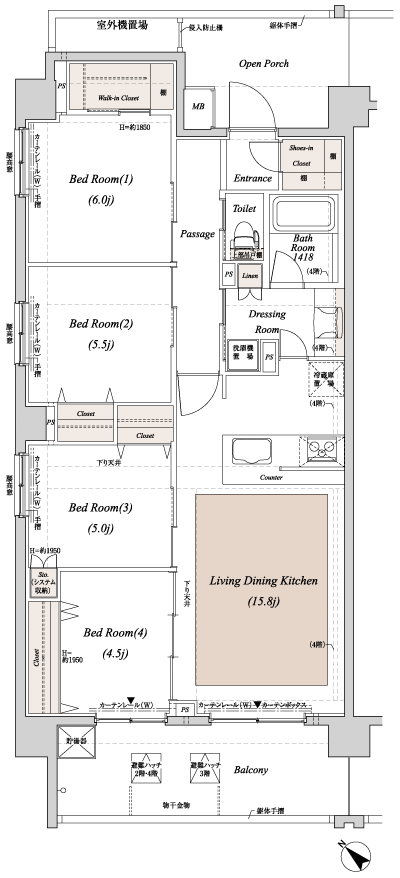 Floor: 4LDK + WIC, the occupied area: 85.61 sq m