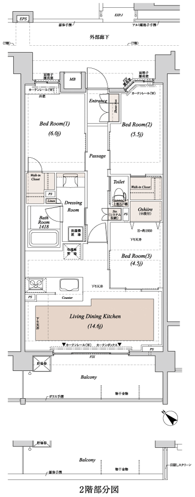 Floor: 3LDK + 2WIC, occupied area: 71.31 sq m