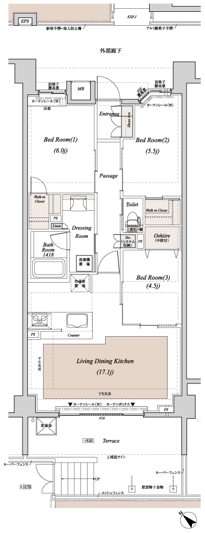 Floor: 3LDK + 2WIC, occupied area: 75.31 sq m