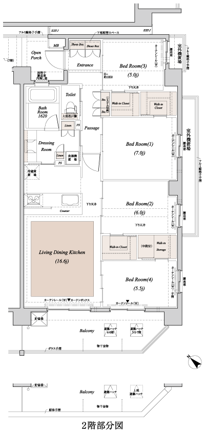 Floor: 4LDK + 3WIC + WIS, the occupied area: 93.65 sq m