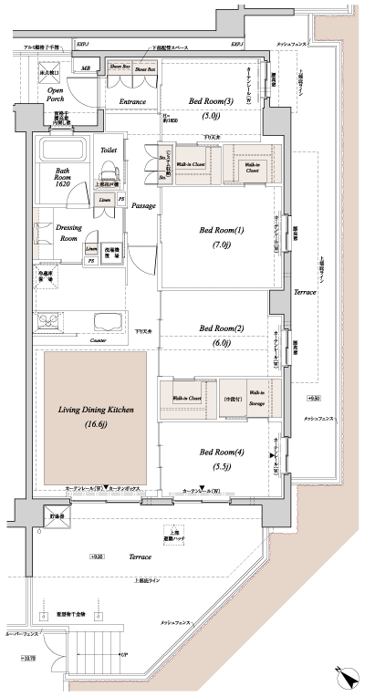 Floor: 4LDK + 3WIC + WIS, the occupied area: 93.65 sq m