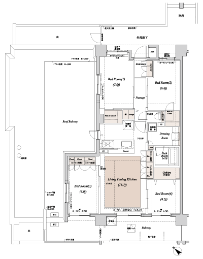 Floor: 4LDK + 2WIC, occupied area: 87.98 sq m