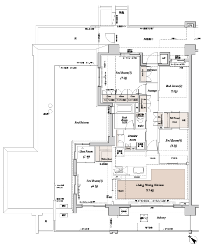 Floor: 4LDK + WIC + WTC, the occupied area: 92.85 sq m
