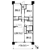 Floor: 3LDK + 2WIC, the area occupied: 73.7 sq m