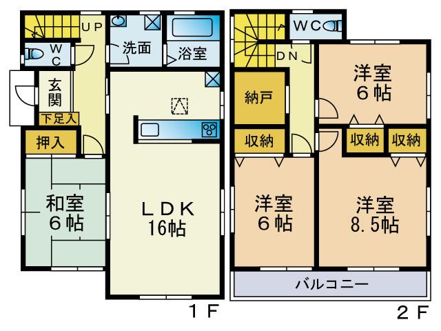 Floor plan. (Building 2), Price 31,800,000 yen, 4LDK+S, Land area 152.19 sq m , Building area 104.33 sq m