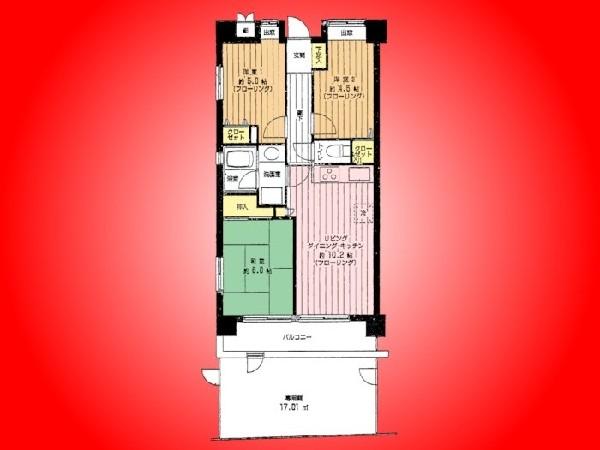 Floor plan. 3LDK, Price 10.9 million yen, Occupied area 56.68 sq m , Balcony area 8.4 sq m