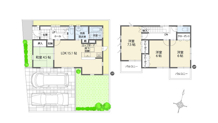 Floor plan. (B Building), Price 34,800,000 yen, 4LDK, Land area 132.42 sq m , Building area 97.71 sq m
