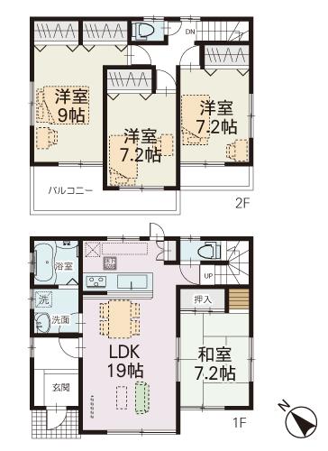 Floor plan. 49,700,000 yen, 4LDK, Land area 182.59 sq m , Building area 120 sq m
